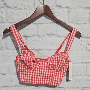 Colsie Red and White Checkered Gingham Crop Top